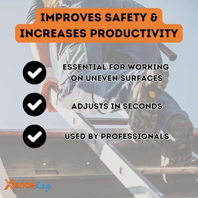 Xtenda-Leg® Ladder Leveler - Rubber Feet, Perfect for Extension Ladders, Stabilizer Attachments for Safe Use - Stable Platform for Uneven Ground - Easy Installation - OSHA Approved - 1 Pair - Image 5
